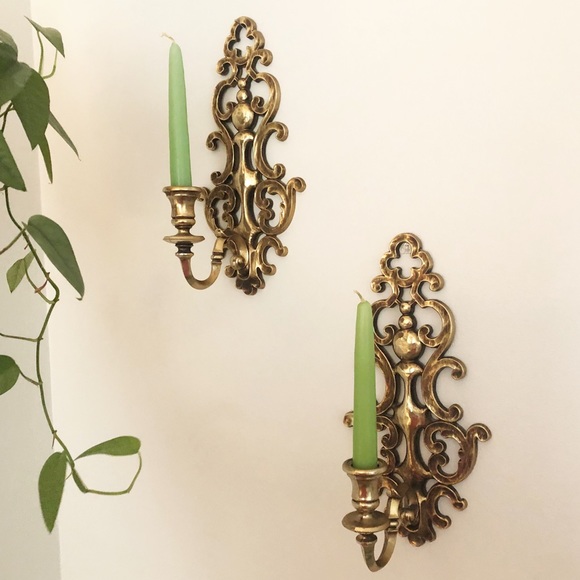 Syroco Gold Candlestick Wall Holder Set 1960’s